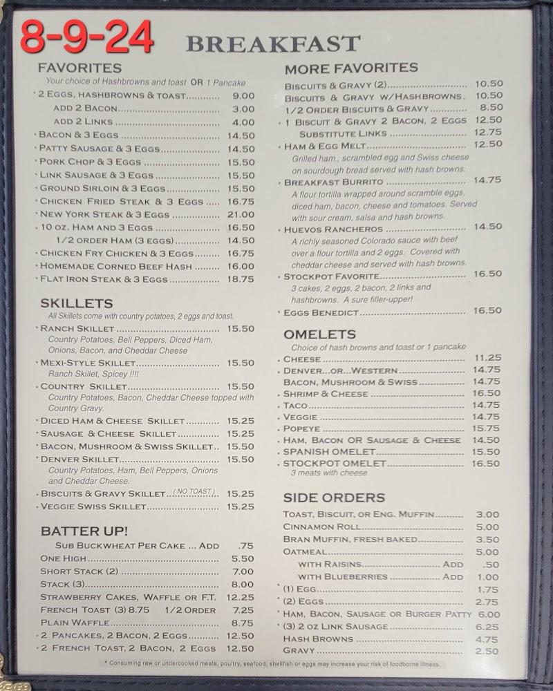 Stockpot Restaurant Menu image 2
